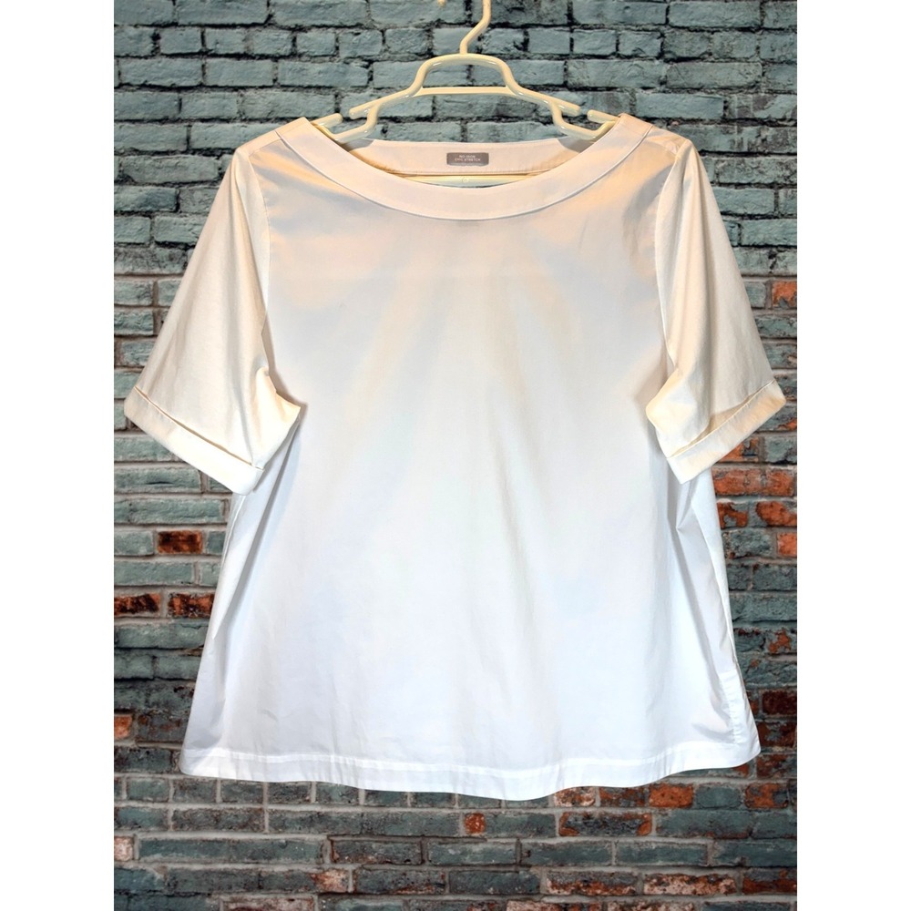 Chico's No Iron Chic Stretch Popover Tunic Top Women's 4 XXL White Short Sleeve